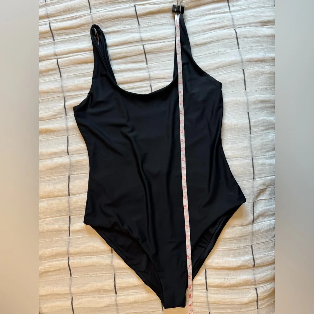 Onia Black Solid Square Neck One-Piece Swimsuit Women's Size Large (estimated)